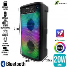 Caixa de Som Bluetooth 20W RGB KTS-1711 X-Cell - Preta